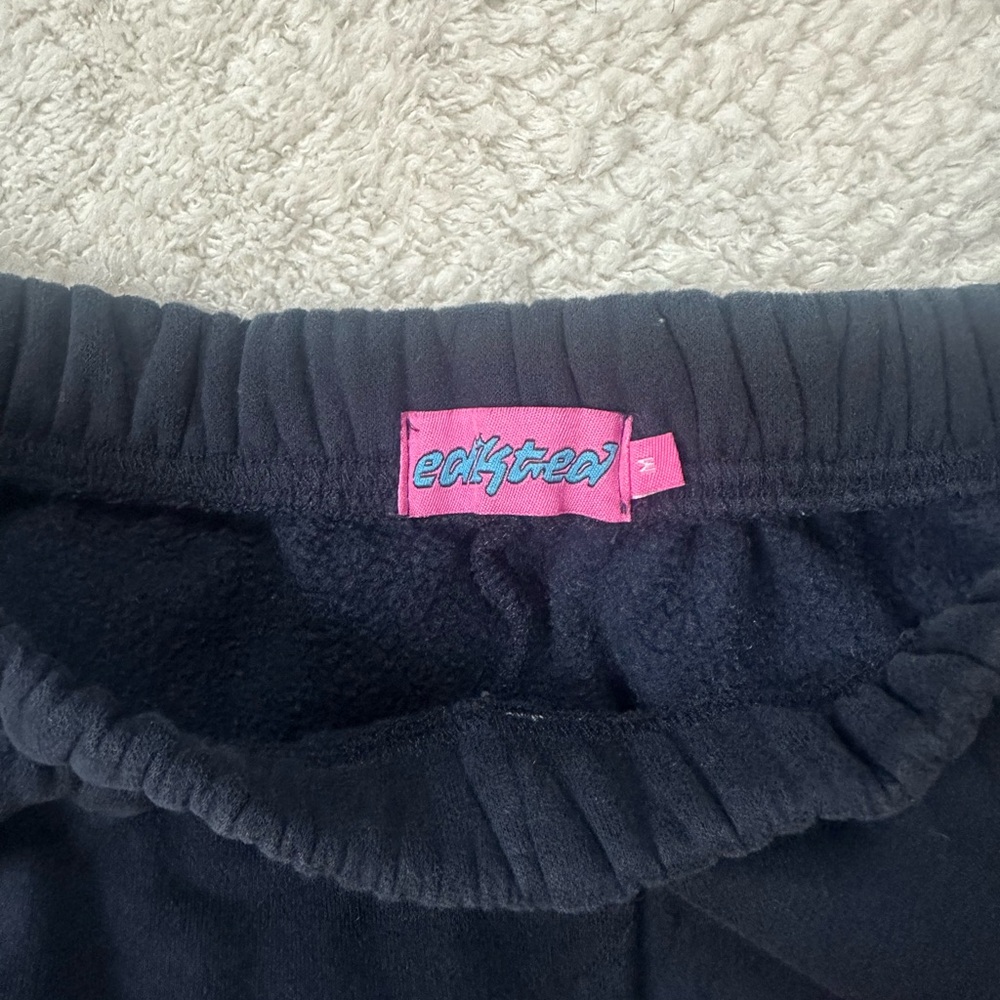 Edikted Navy Sweatpants with Elastic Waistband